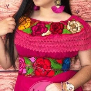 Off shoulders hand embroidered blouse